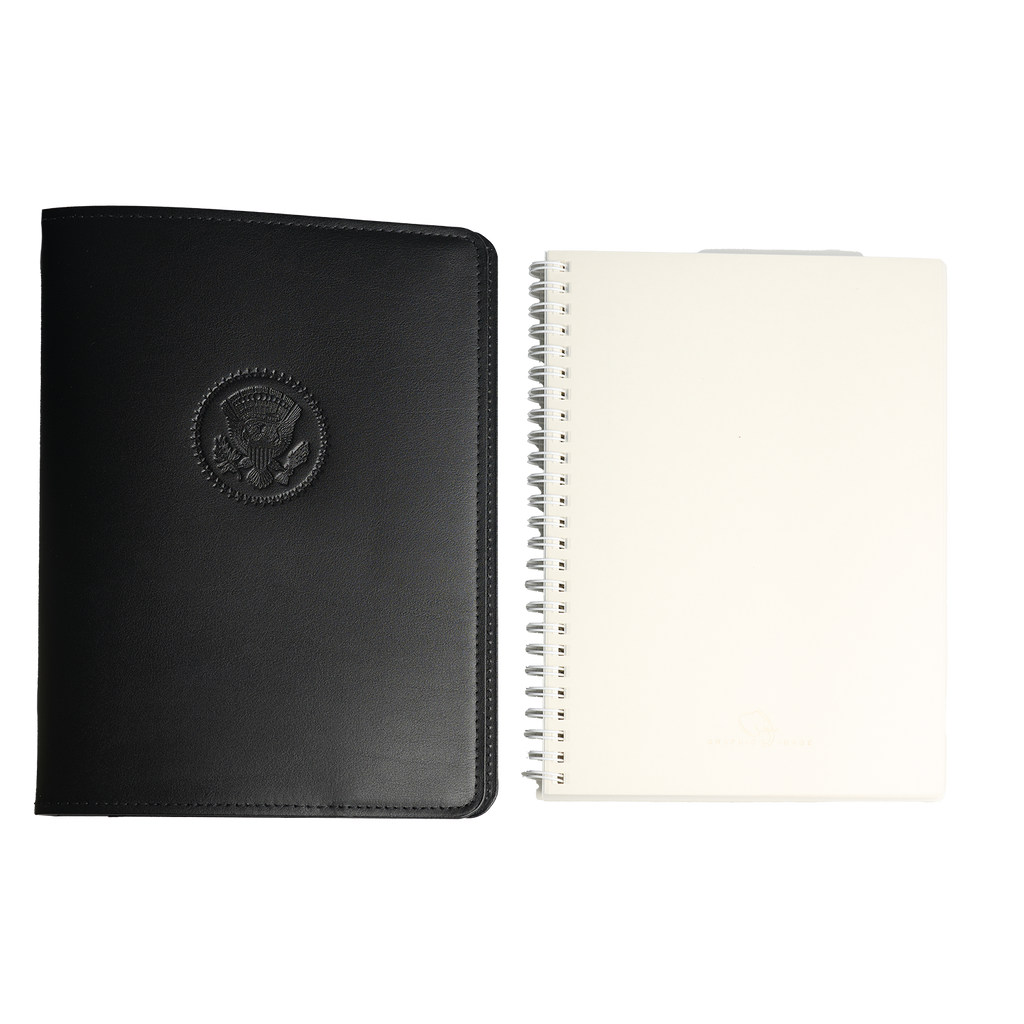 Black Truman Seal Leather Bound 9" Refillable Notebook