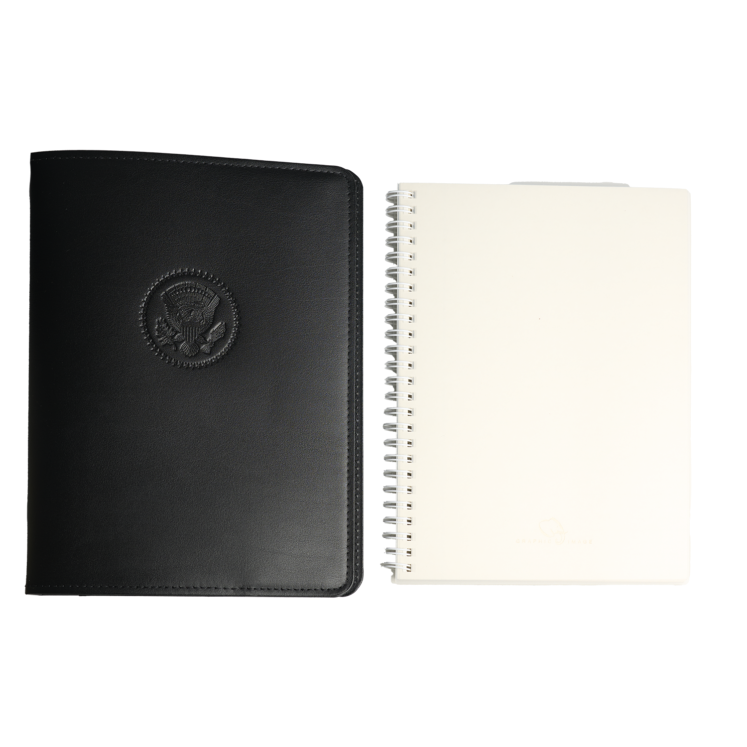 Black Truman Seal Leather Bound 9" Refillable Notebook