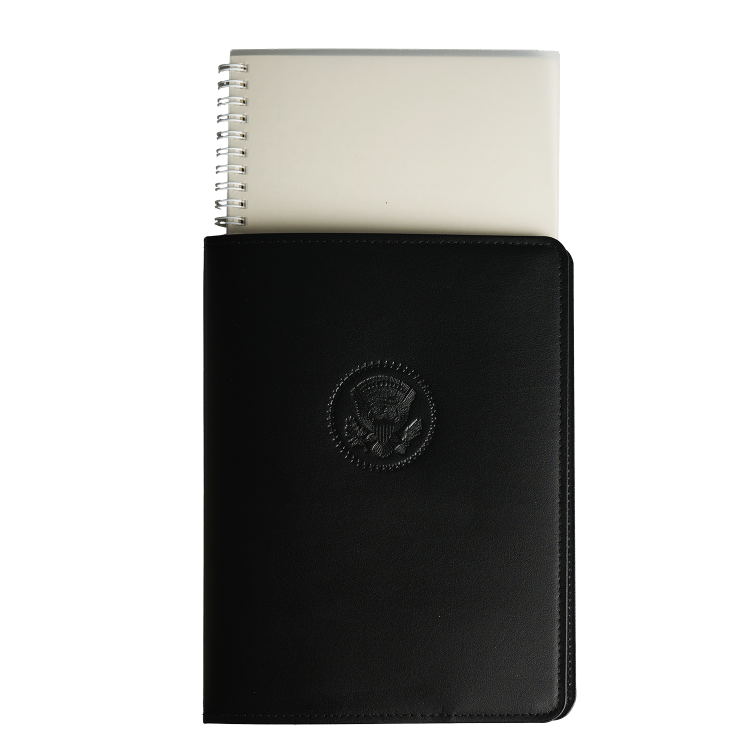Black Truman Seal Leather Bound 9" Refillable Notebook