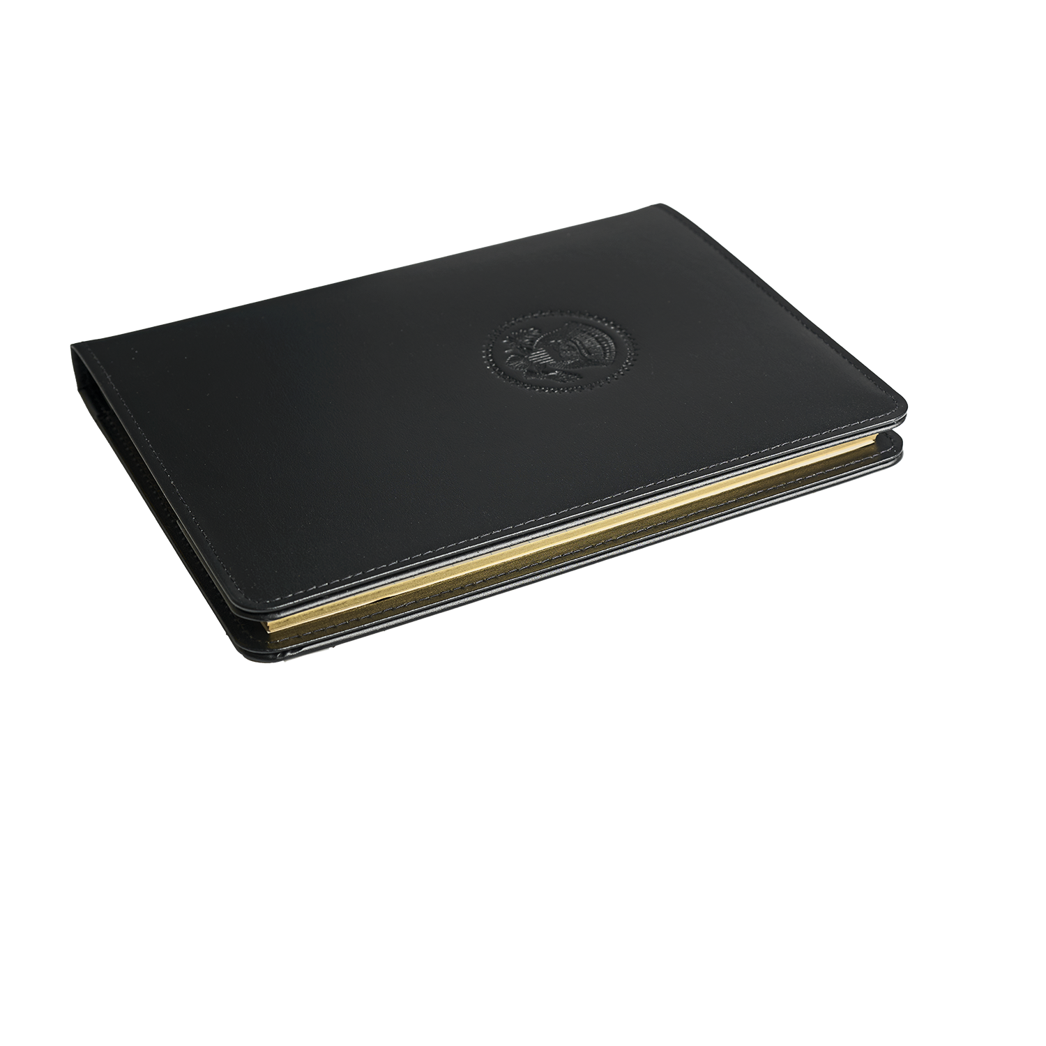 Black Truman Seal Leather Bound 9" Refillable Notebook