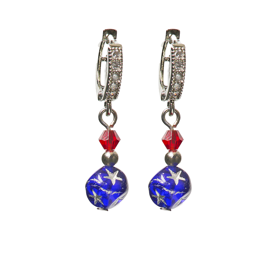 Blue Crystal Earring with Cubic Zirconia Accent