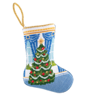 Bauble Stockings White House Blue Room Tree Needlepoint Mini Stocking front