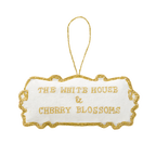 Cherry Blossom White House Embroidered Ornament