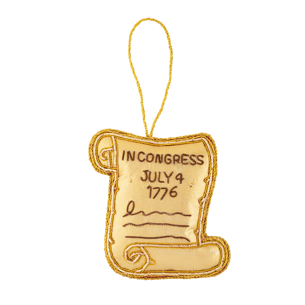 Declaration of Independence Scroll Embroidered Felt Ornament front