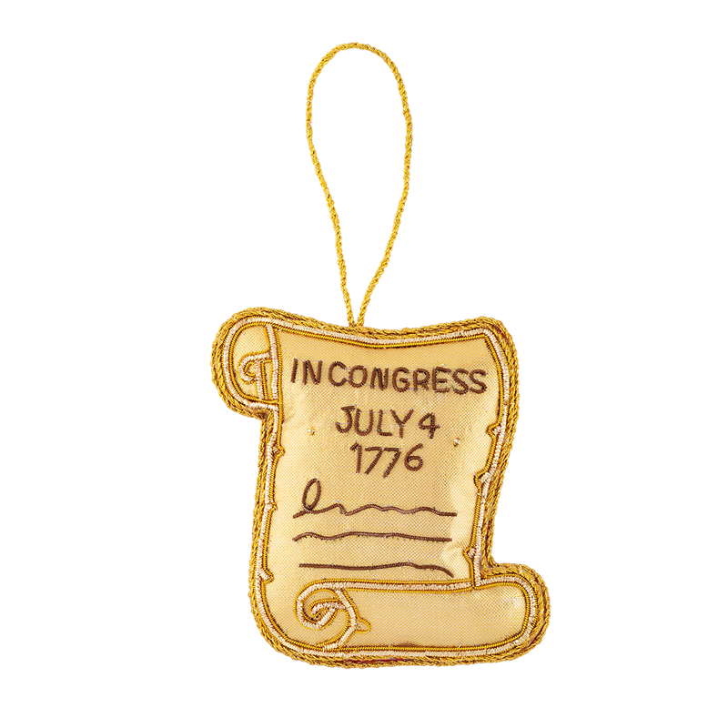 Declaration of Independence Scroll Embroidered Felt Ornament front
