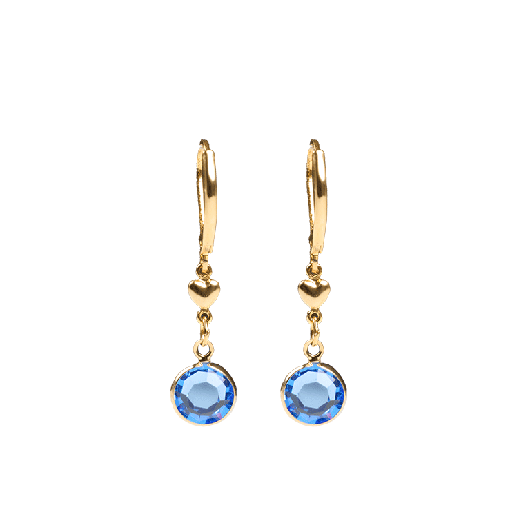 Jacqueline Kennedy's Blue Room Heart Earrings with Blue Crystal  - Front