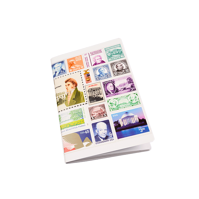 USPS Stamp Collage Soft Notebook 6" x 9" - Front