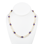 Lincoln Presidential China Inspired Amethyst and Pearl Necklace with Gold Accent