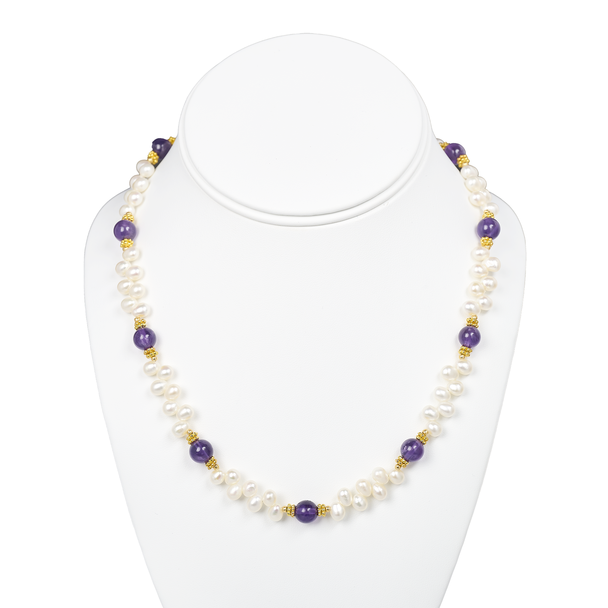 Lincoln Presidential China Inspired Amethyst and Pearl Necklace with Gold Accent