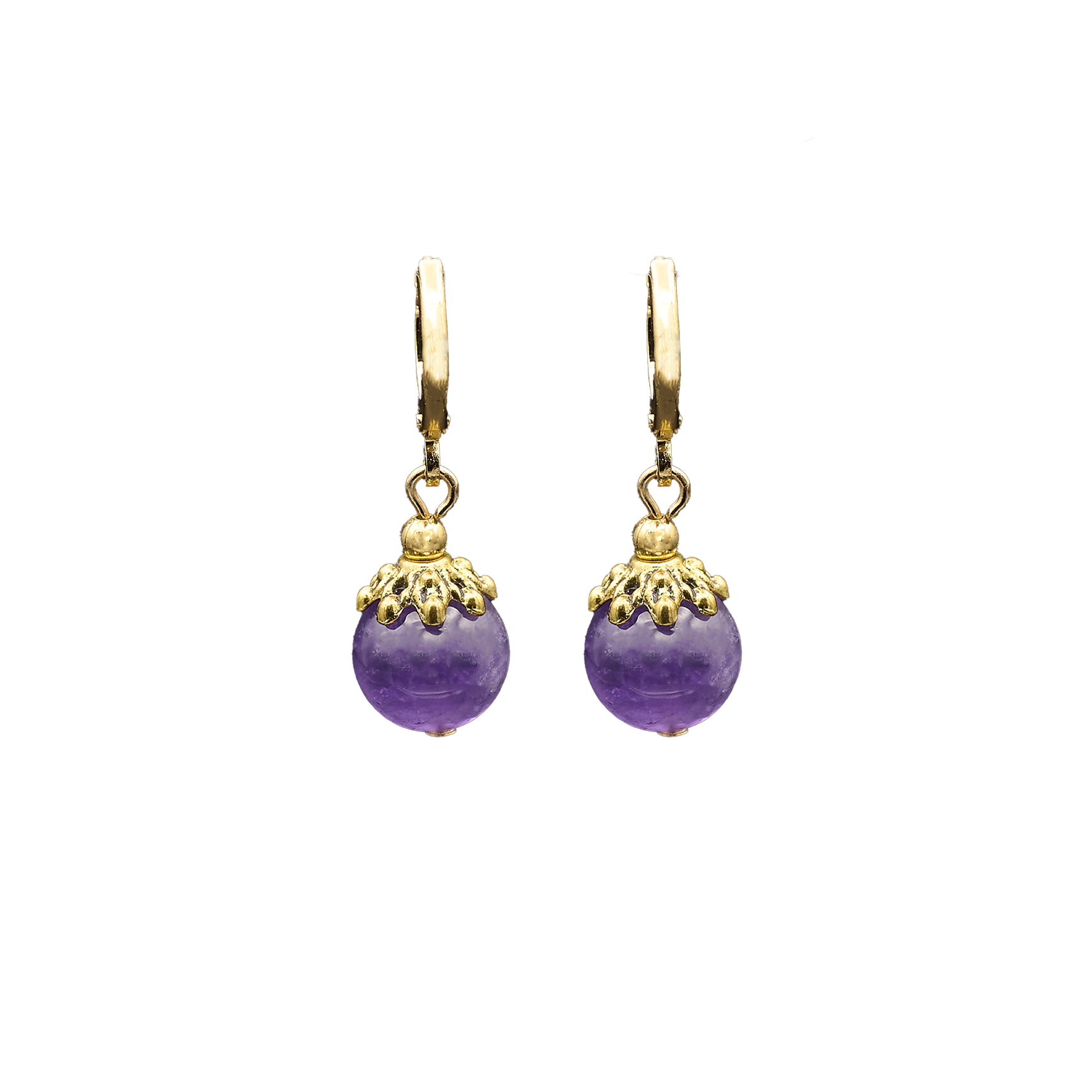 Lincoln Presidential China Inspired Amethyst Bead Huggie Earrings