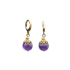 Lincoln Presidential China Inspired Amethyst Bead Huggie Earrings