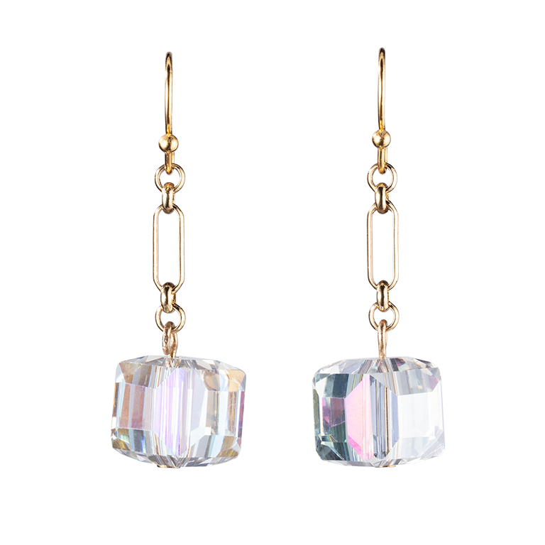 Green Room Crystal Cube Drop Earrings