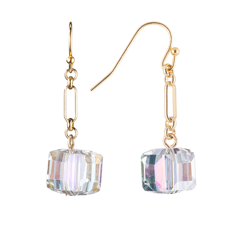 Green Room Crystal Cube Drop Earrings