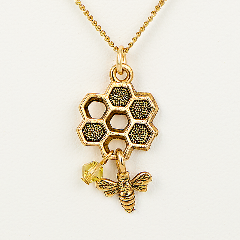 White House Bee Keeper Necklace close up of pendant