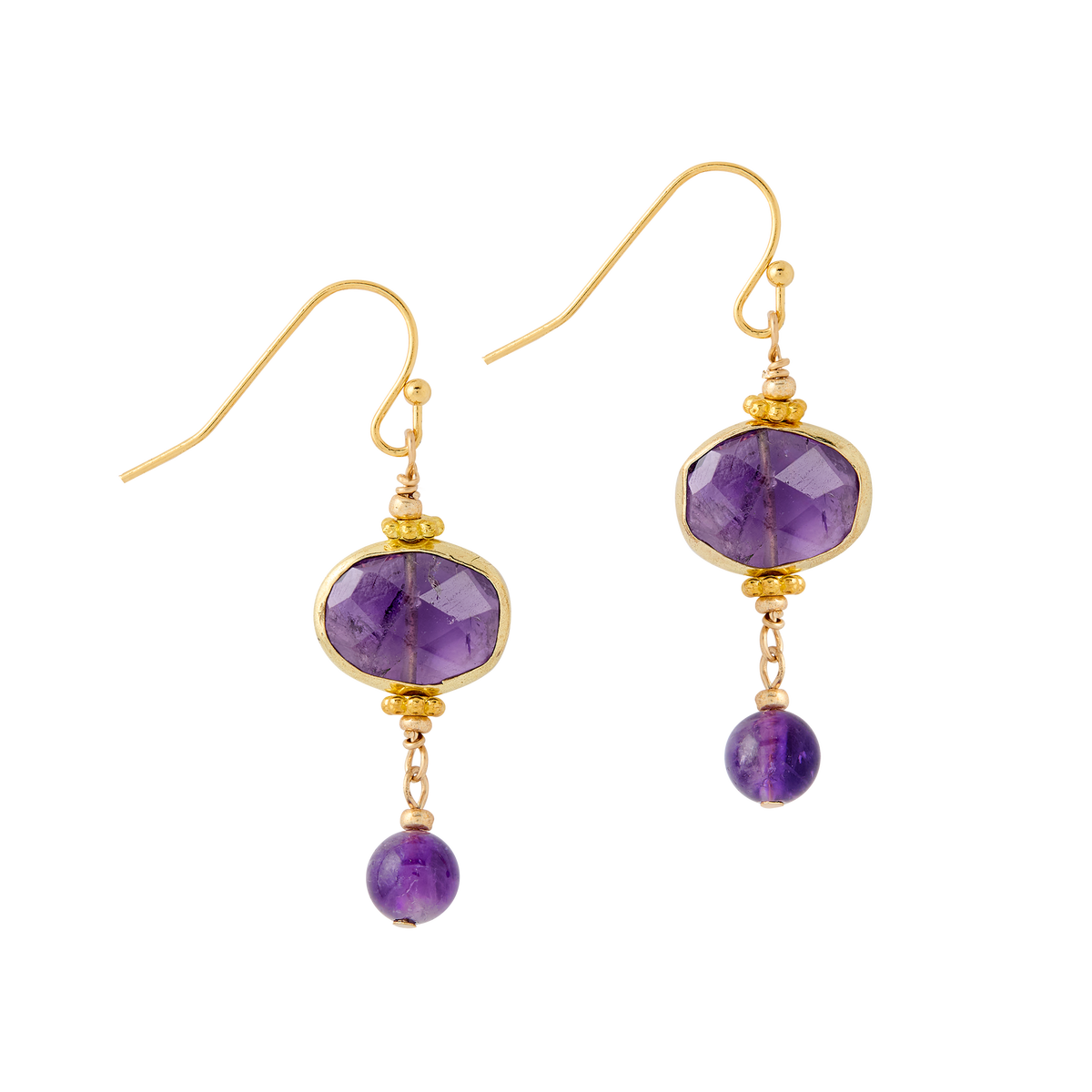 Lincoln Presidential China Inspired Faceted Amethyst Drop Earrings
