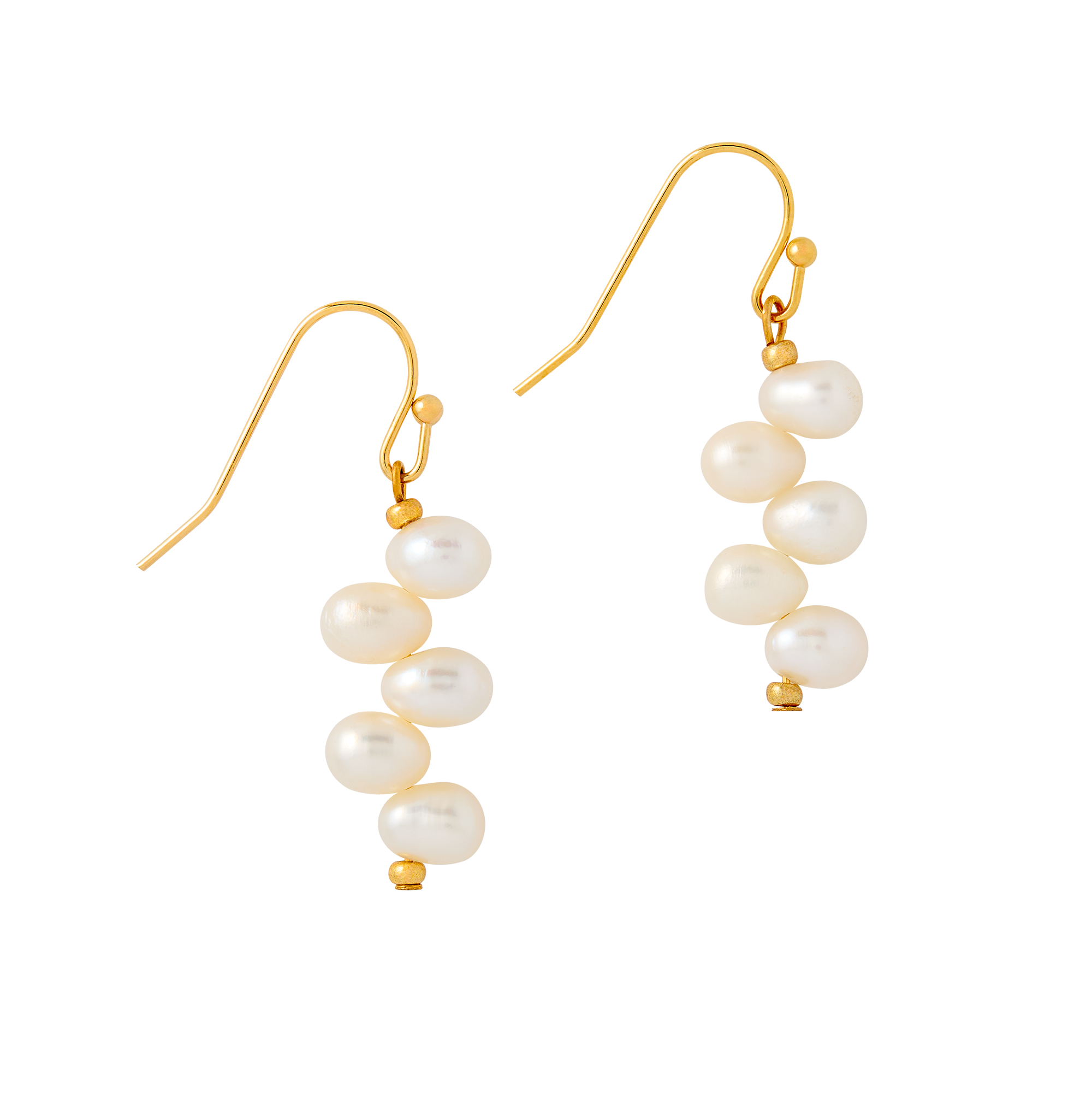 Lincoln Presidential China Inspired Gold with Genuine Pearl Earrings