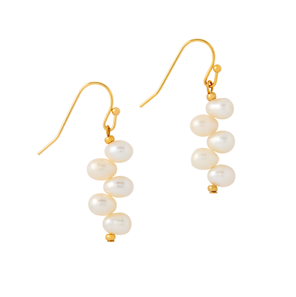 Lincoln Presidential China Inspired Gold with Genuine Pearl Earrings