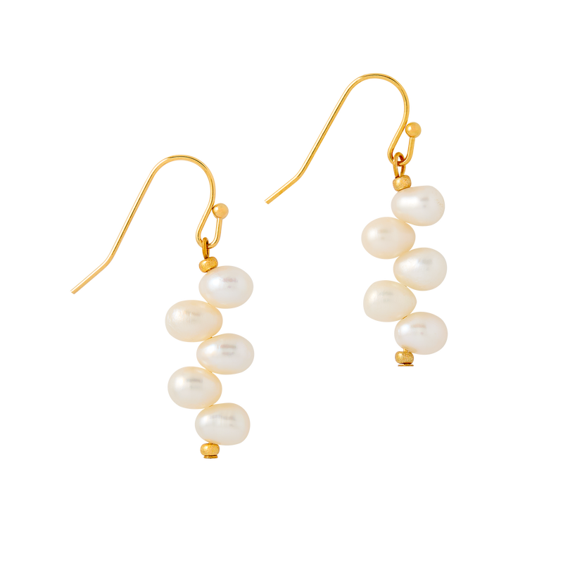 Lincoln Presidential China Inspired Gold with Genuine Pearl Earrings