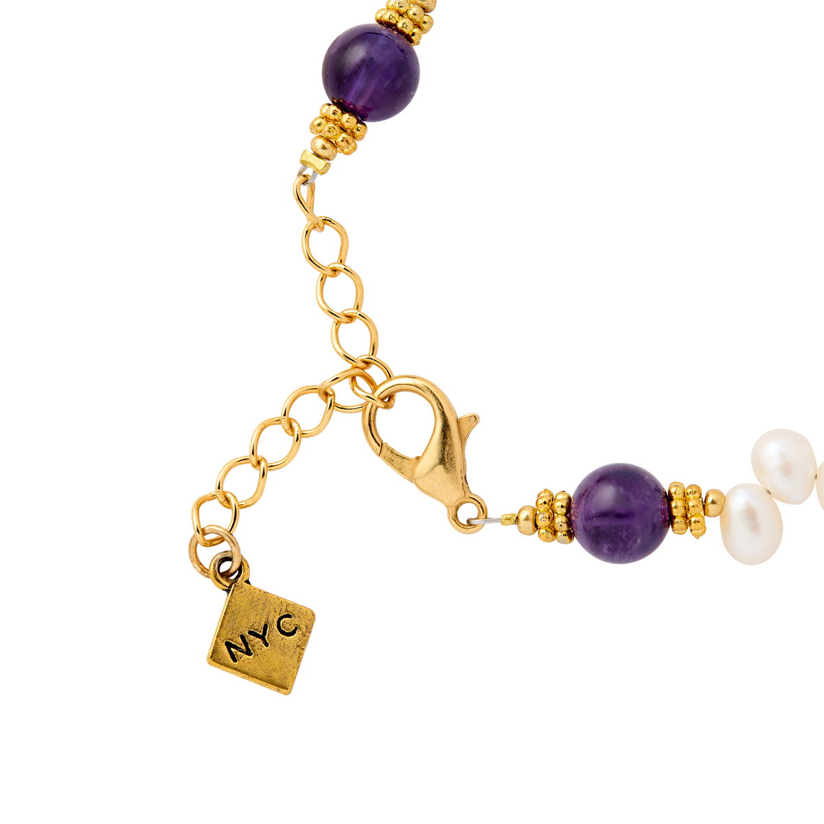 Lincoln Presidential China Inspired Amethyst and Pearl Bracelet