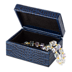 Leather Box with Embossed Crocodile Texture with Truman Seal Coin open with item inside