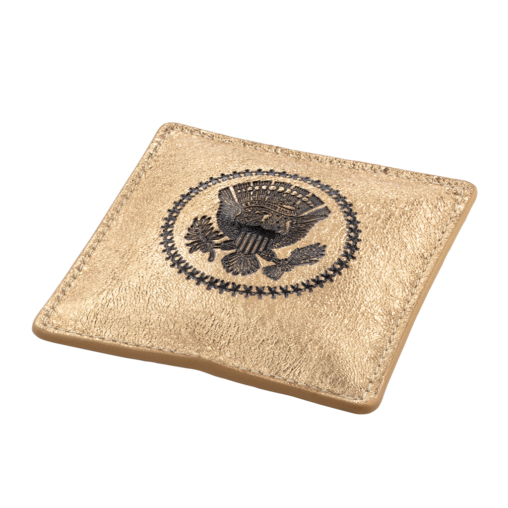 Gold Truman Seal Leather Paperweight angle