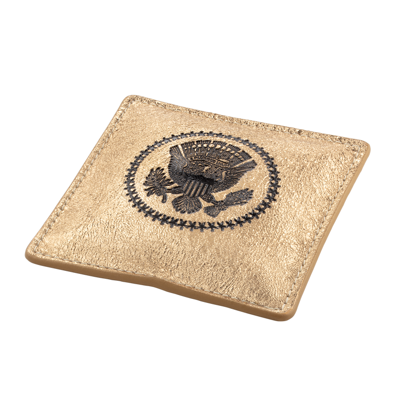 Gold Truman Seal Leather Paperweight angle