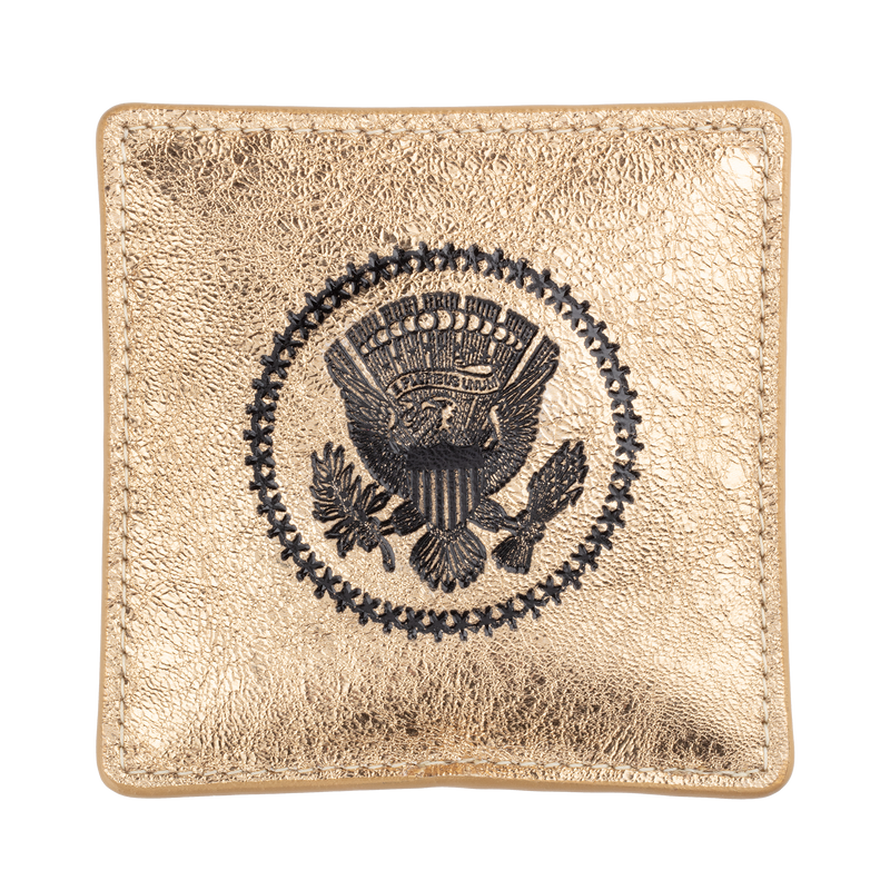 Gold Truman Seal Leather Paperweight top