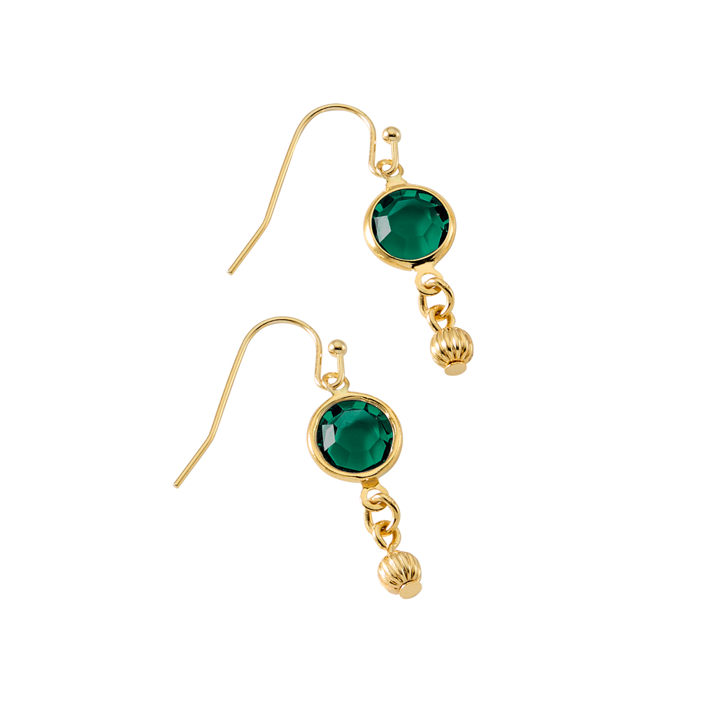 Green Room Faceted Stone Drop Earrings in 14k Gold - Side
