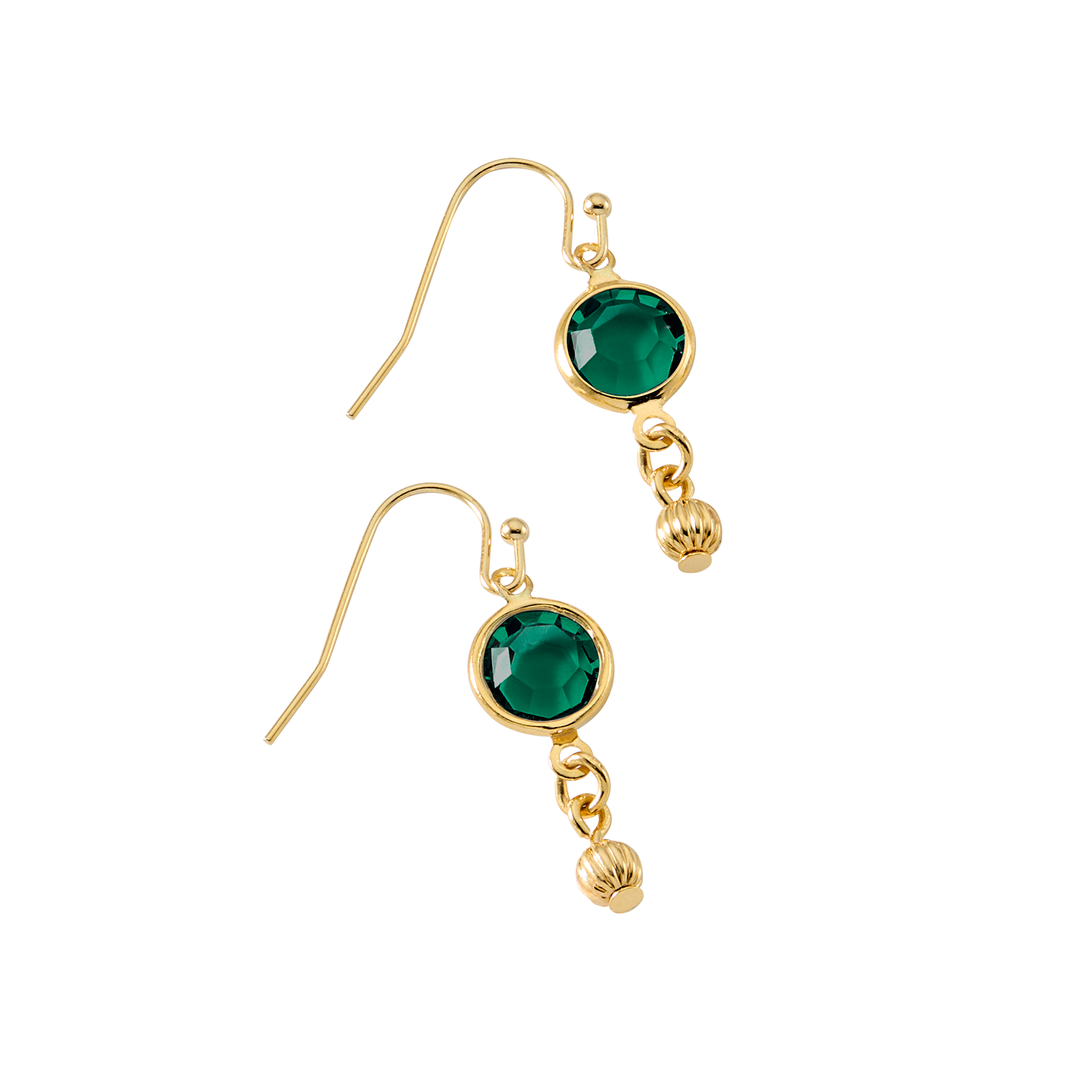 Green Room Faceted Stone Drop Earrings in 14k Gold - Side