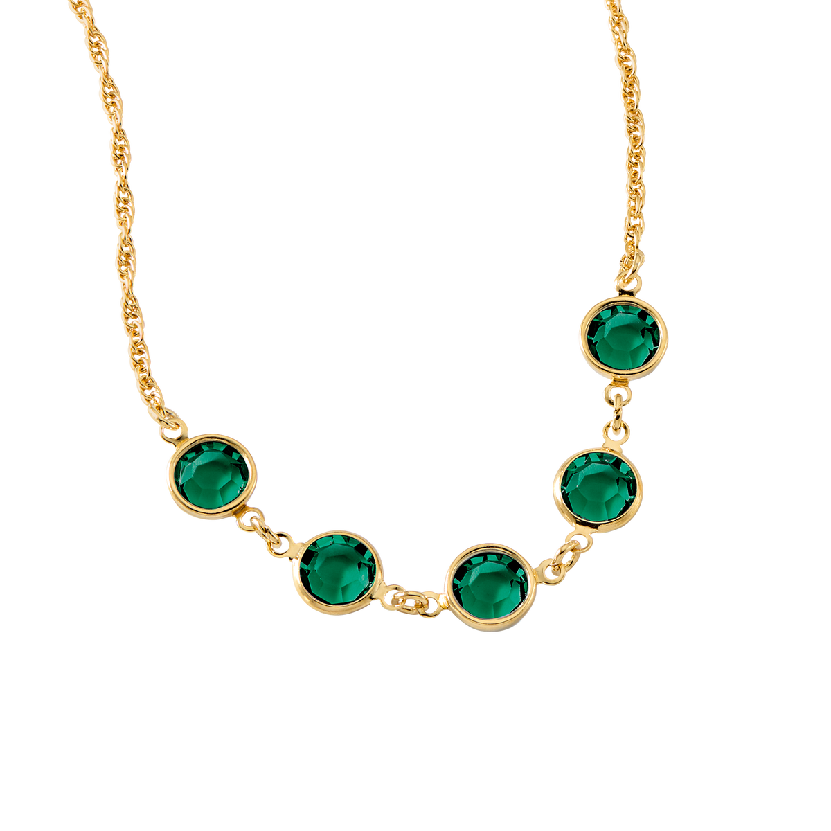 Green Room Faceted Stone Necklace in 14k Gold – White House