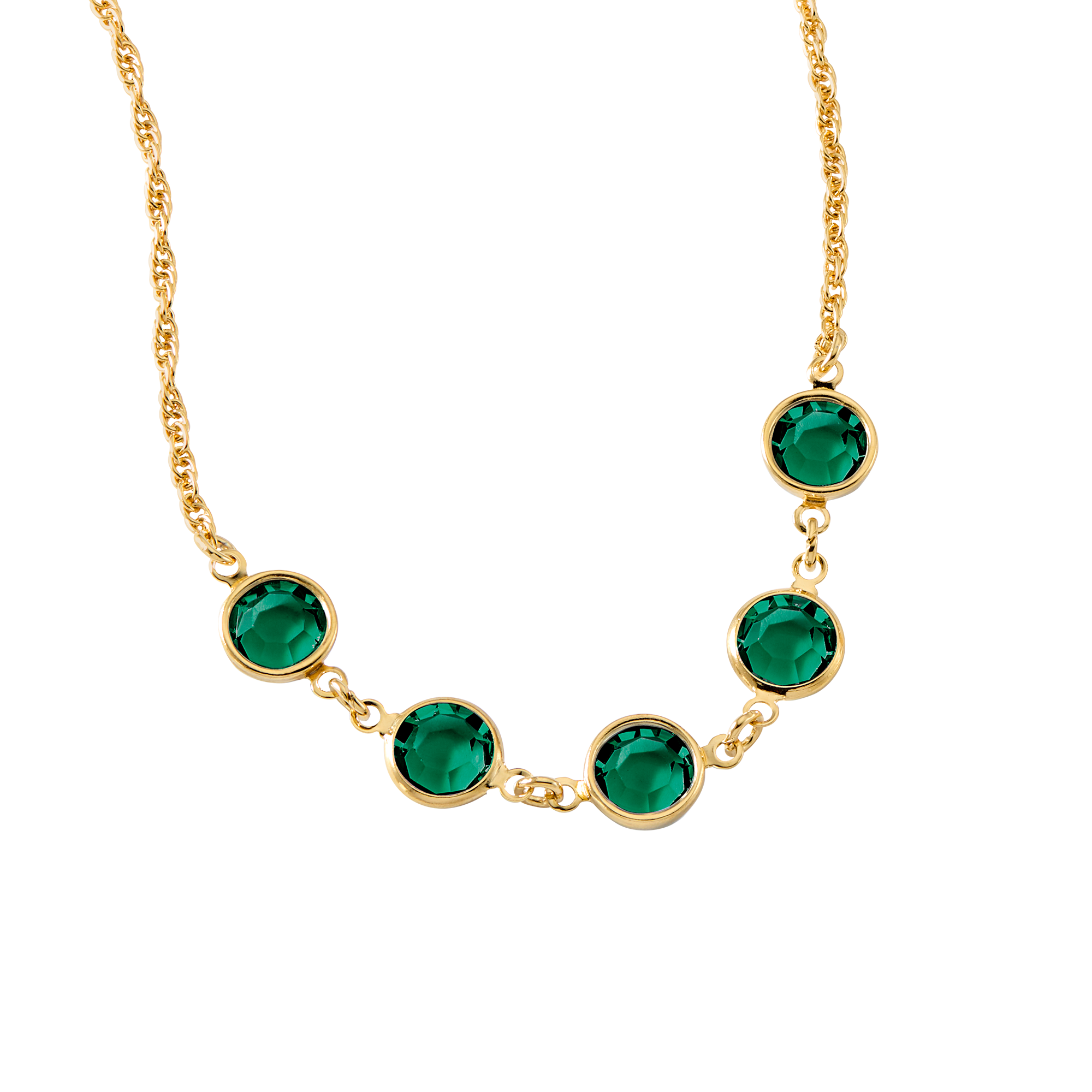 Green Room Faceted Stone Necklace in 14k Gold