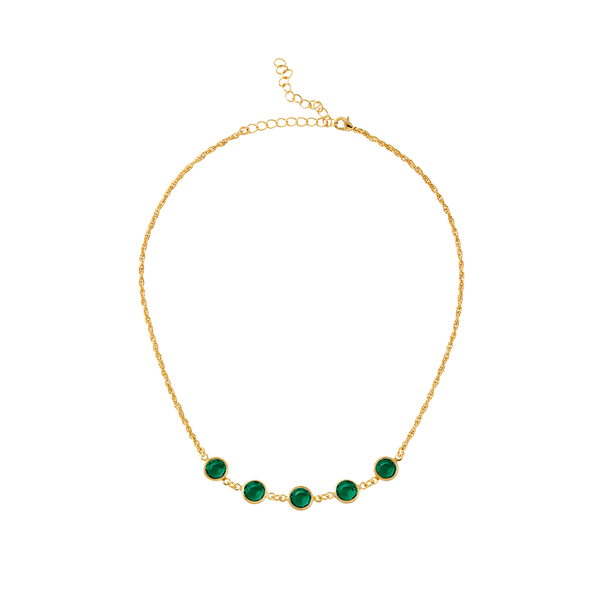 Green Room Faceted Stone Necklace in 14k Gold - Clasp