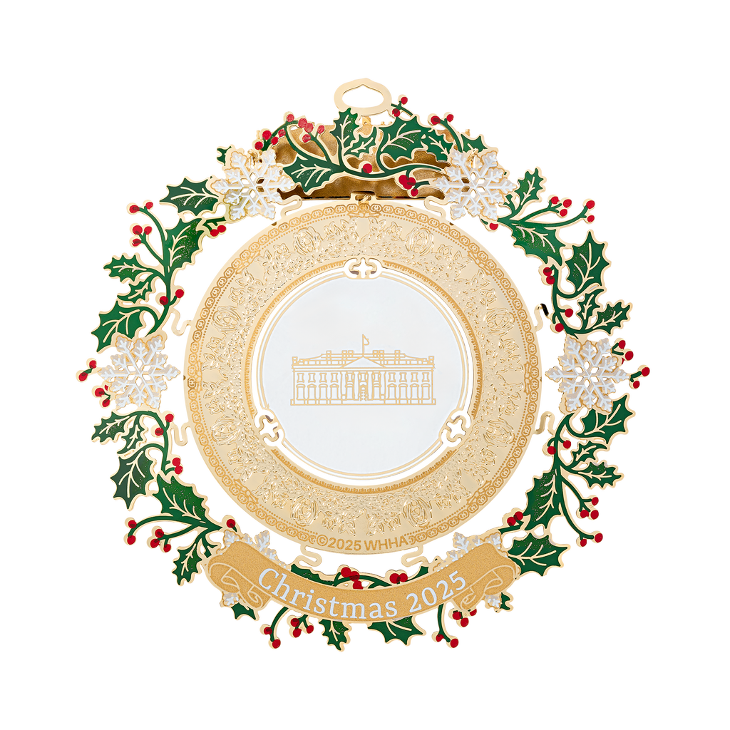 Official 2025 White House Christmas Ornament Back Closeup