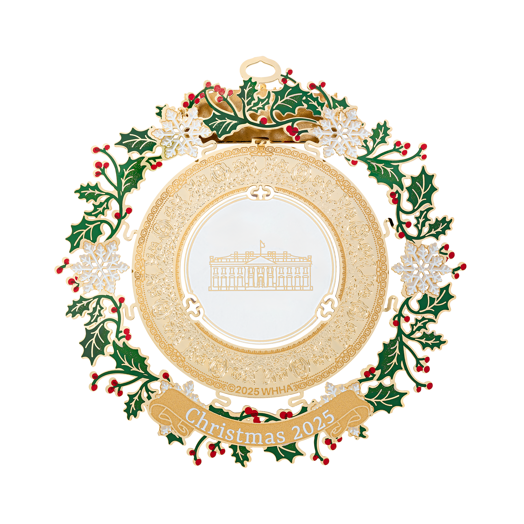 Official 2025 White House Christmas Ornament Back Closeup