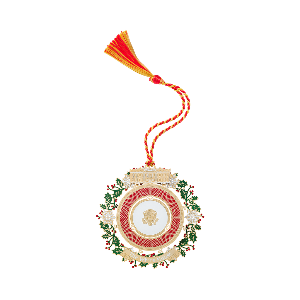 Official 2025 White House Christmas Ornament Front with Tassel