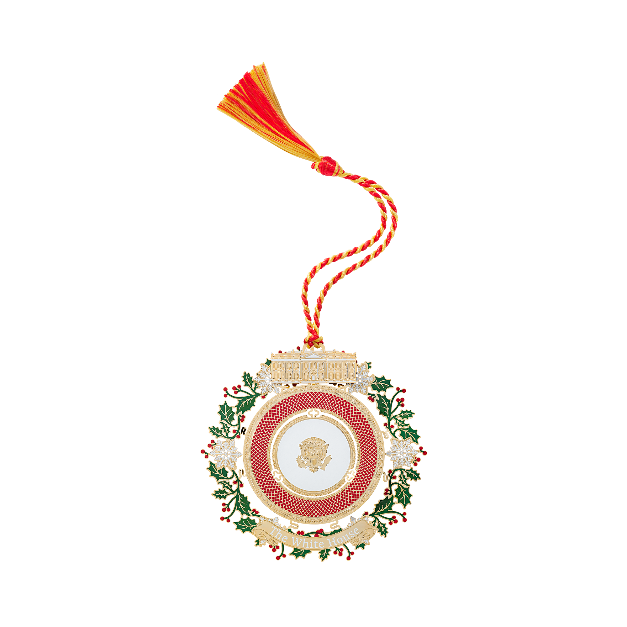 Official 2025 White House Christmas Ornament Front with Tassel