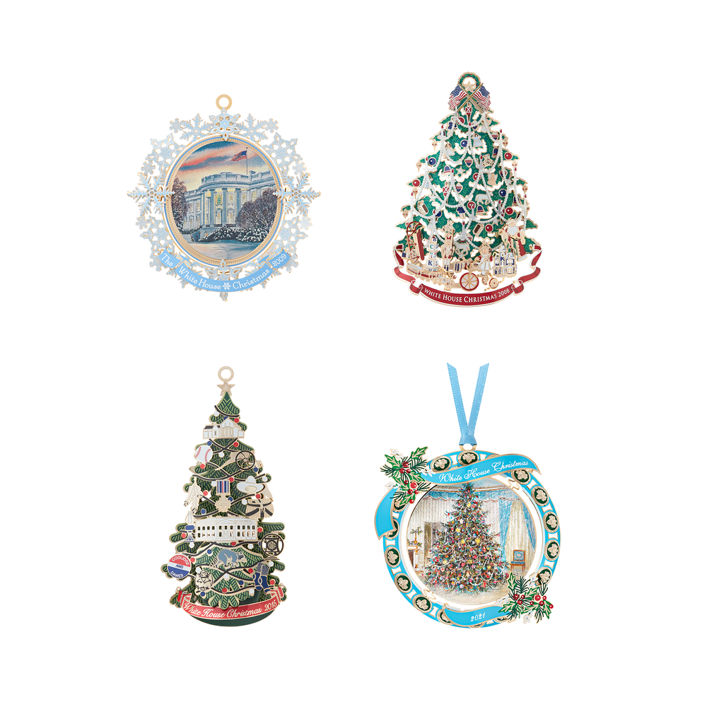 Official White House Christmas Ornament Festive Trees Bundle