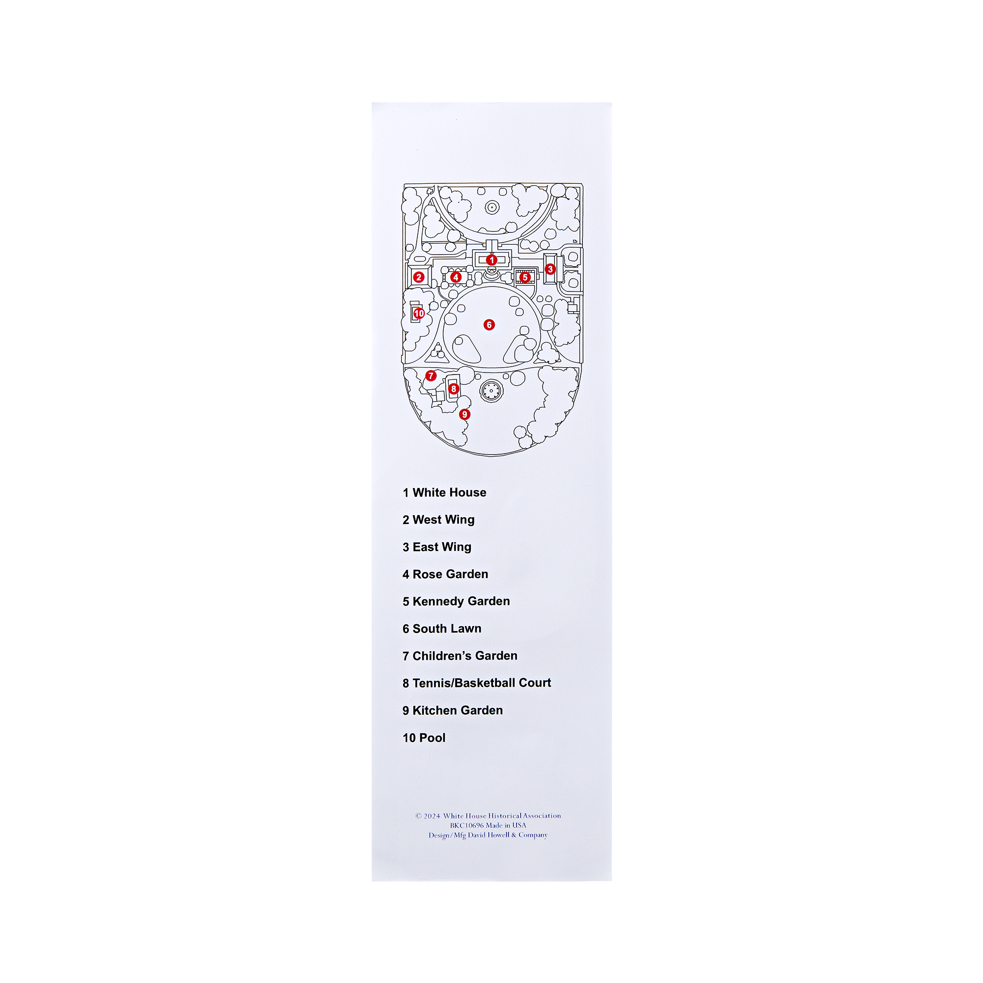 President's Park Illustrated Plated Brass Bookmark