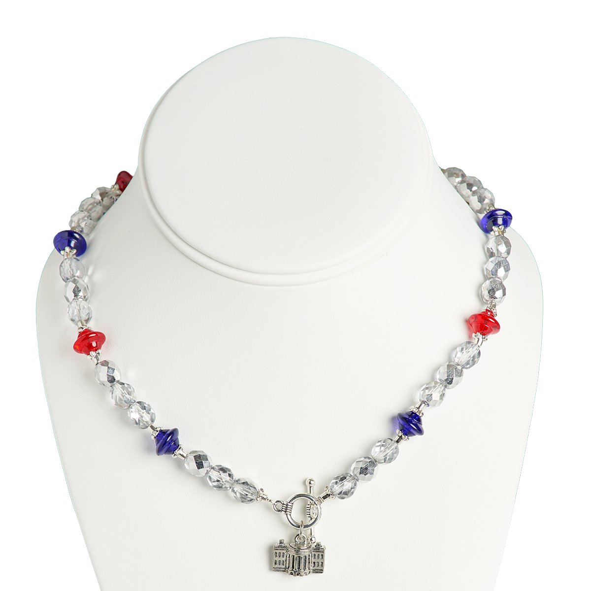 Red, White, and Blue White House Charm Necklace