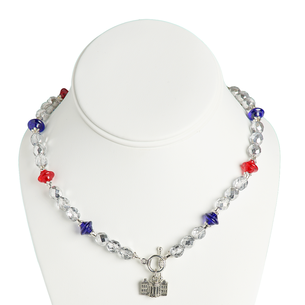 Red, White, and Blue White House Charm Necklace