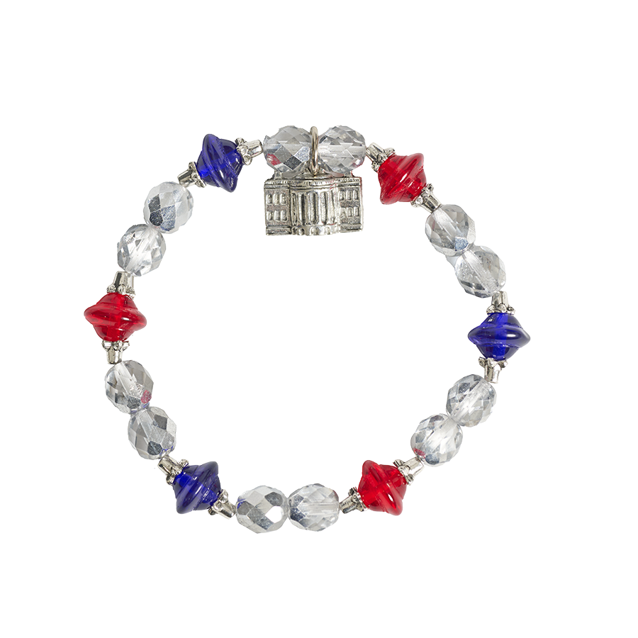 Red, White, and Blue White House Charm Stretch Bracelet