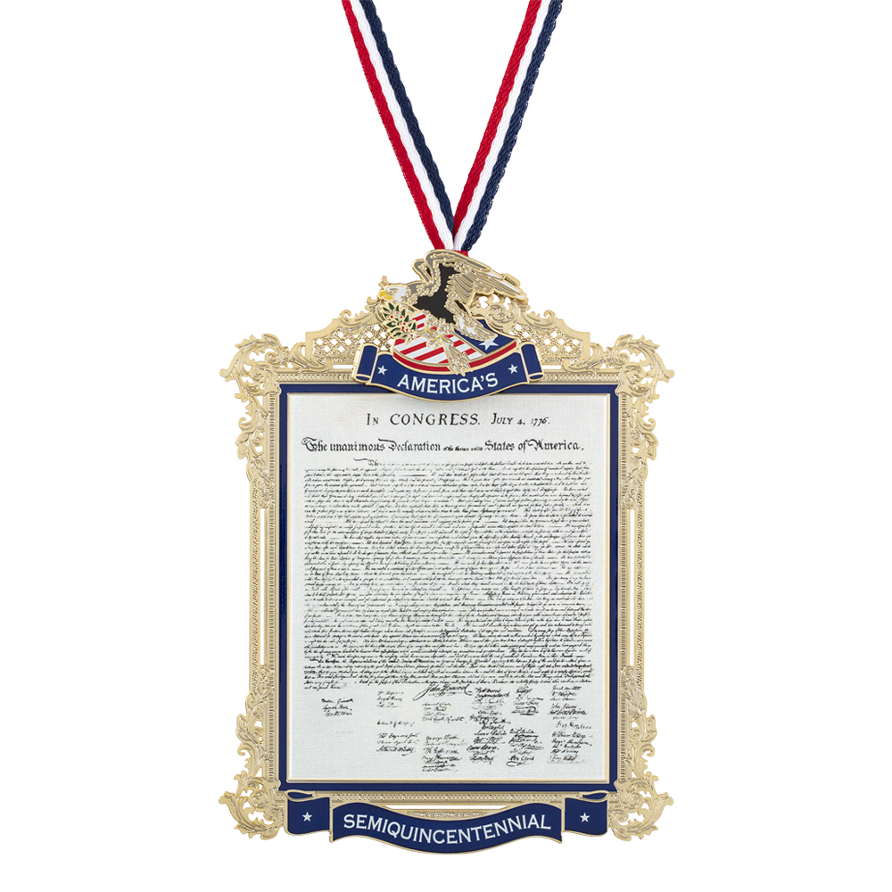 Official Commemorative Ornament of America’s 250th Anniversary front with ribbon