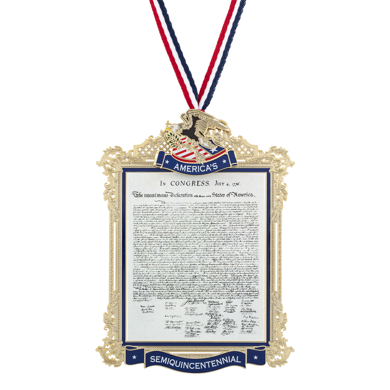 Official Commemorative Ornament of America’s 250th Anniversary front with ribbon