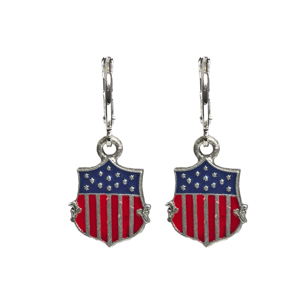 USA Flag with Shield Huggie Earring