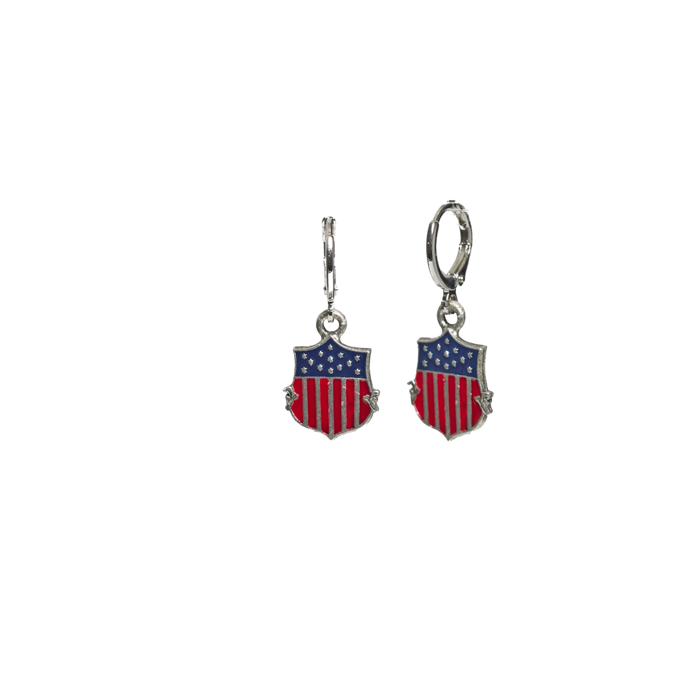 USA Flag with Shield Huggie Earring