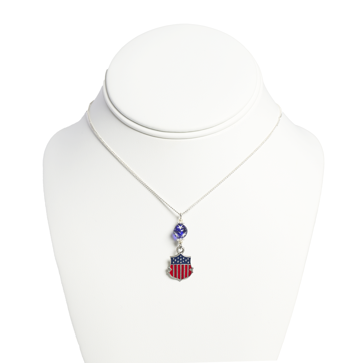 USA Flag with Shield Pendant Necklace