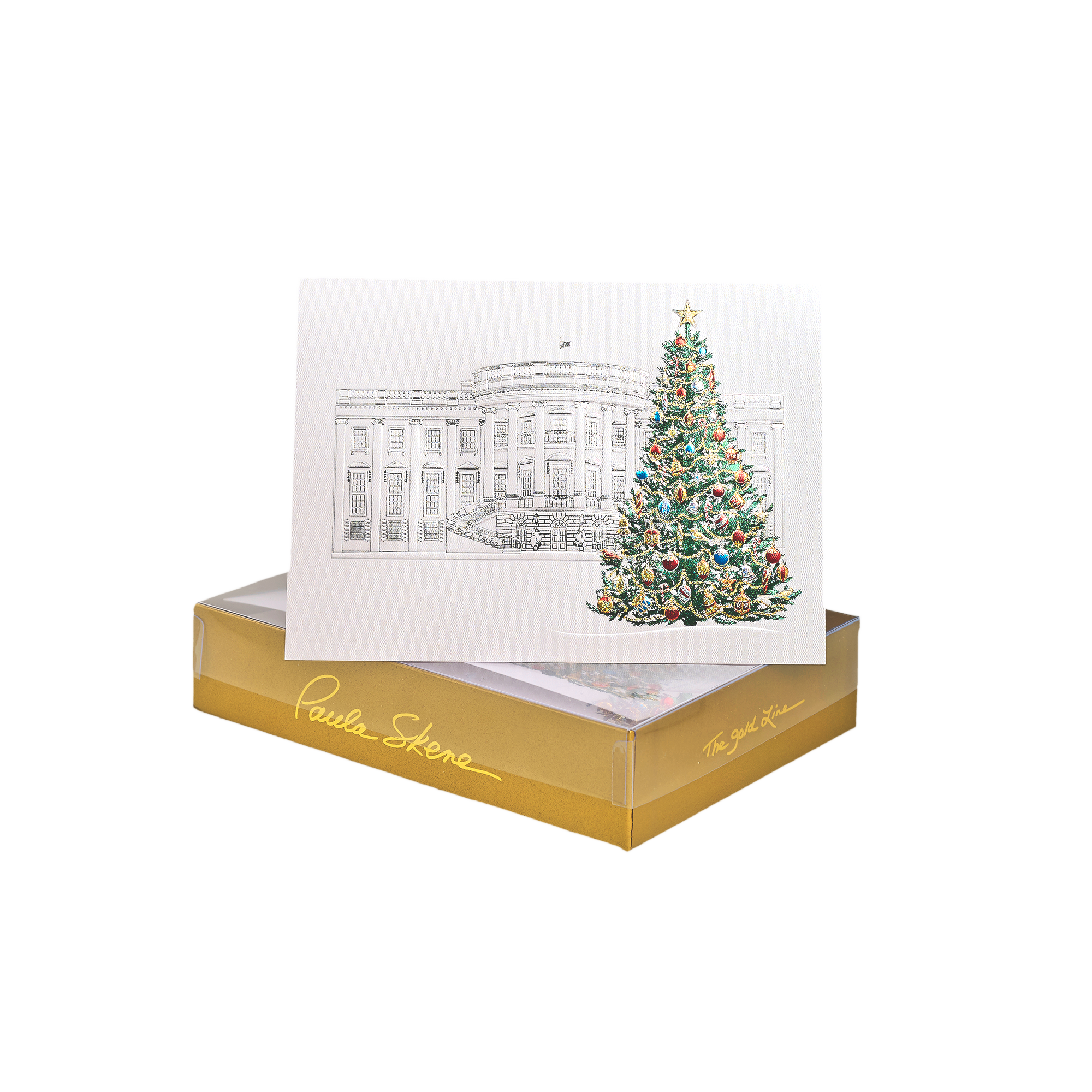 Embossed White House with Foil Print Tree Card Set