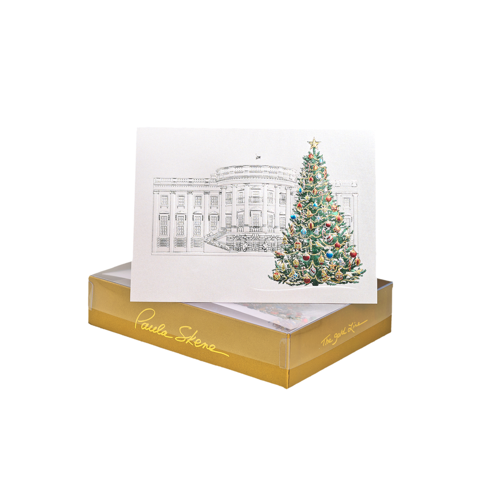 Embossed White House with Foil Print Tree Card Set