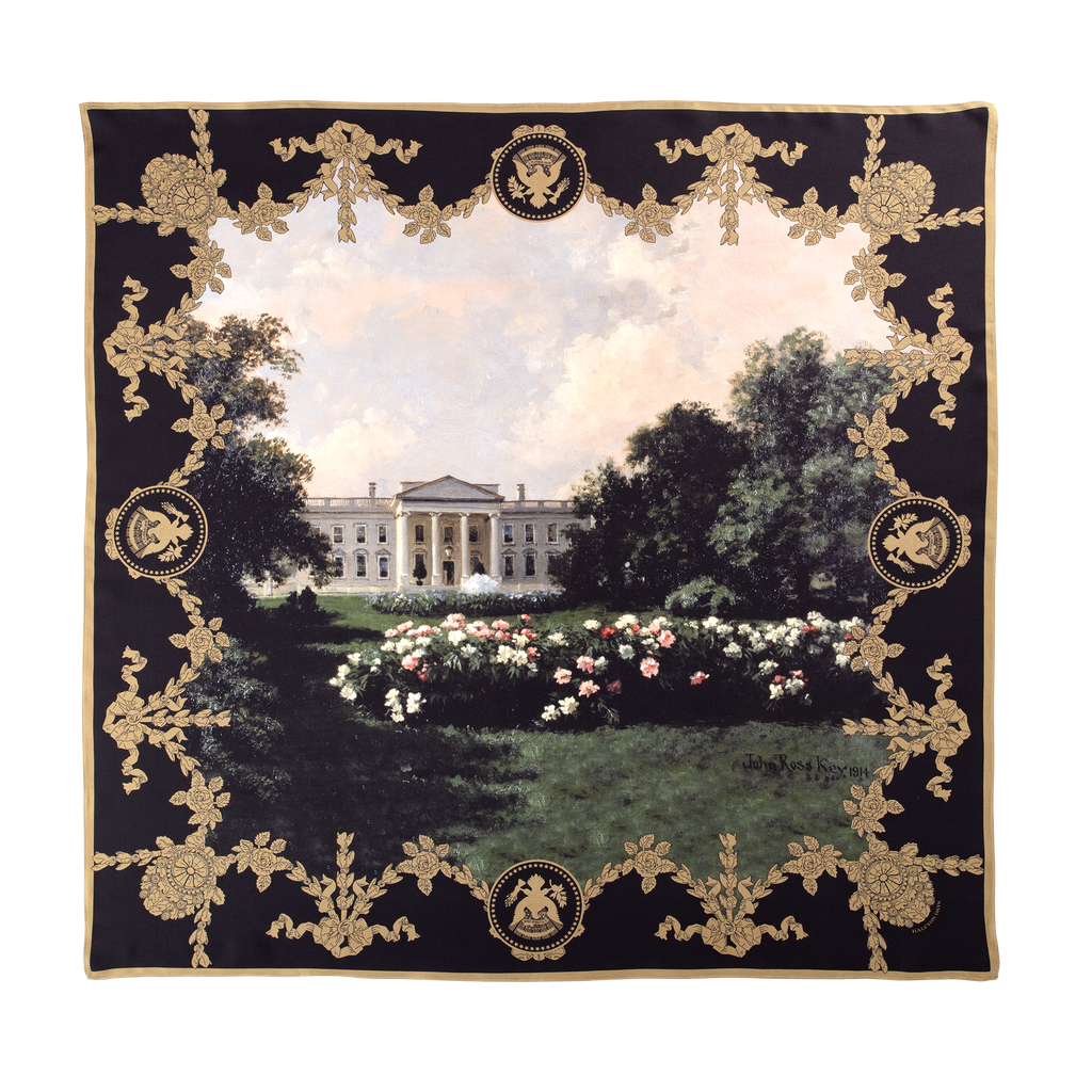 White House in Spring by John Ross Key Silk Scarf flat