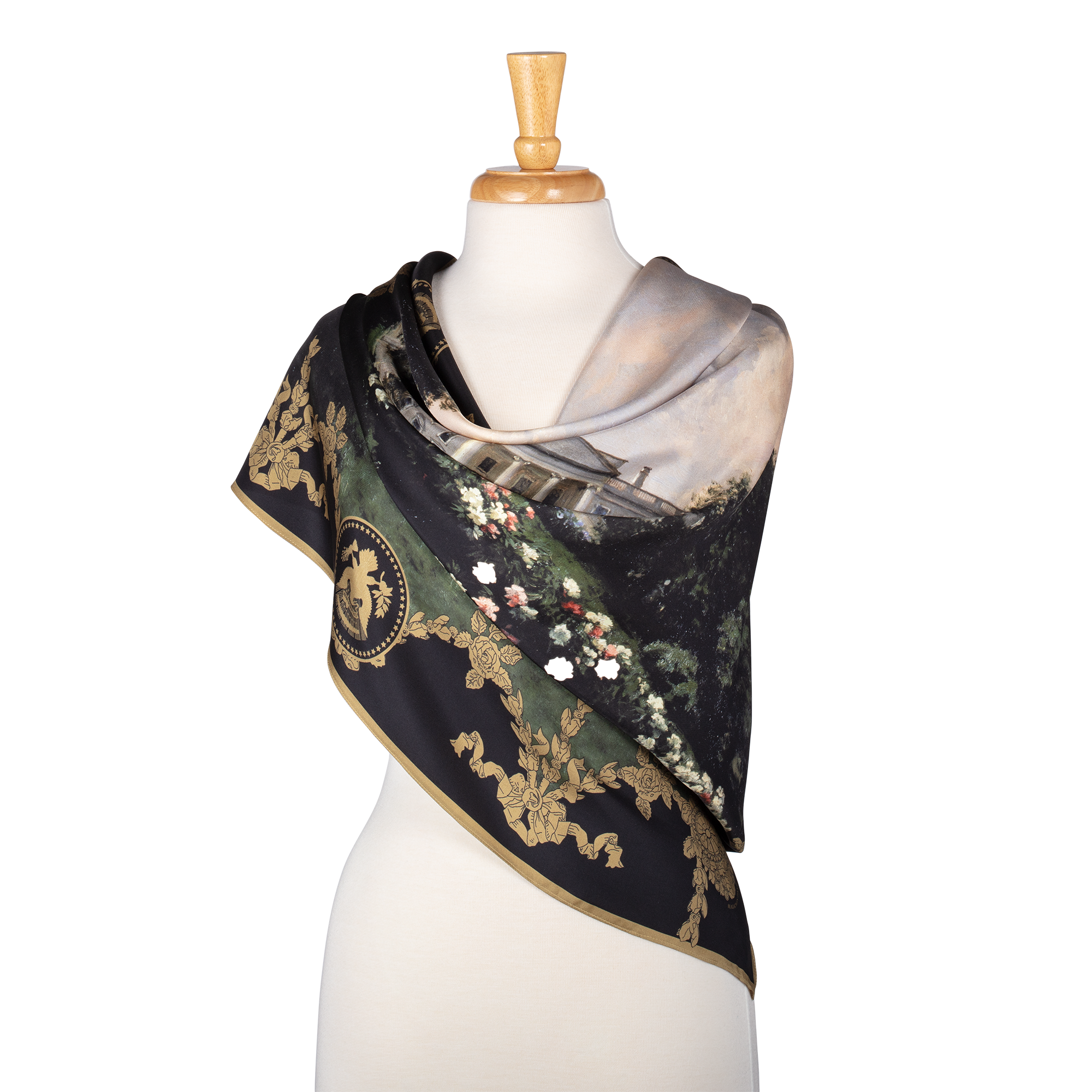 White House in Spring by John Ross Key Silk Scarf wrapped